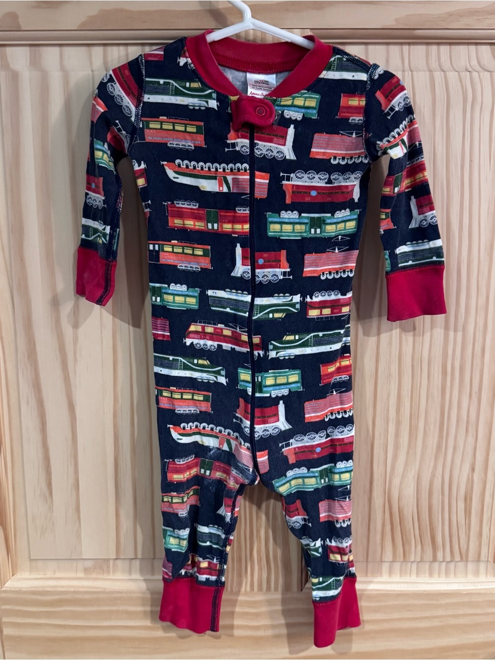Vintage Hanna Andersson Train Footed One-Piece Pajama 12-18 months